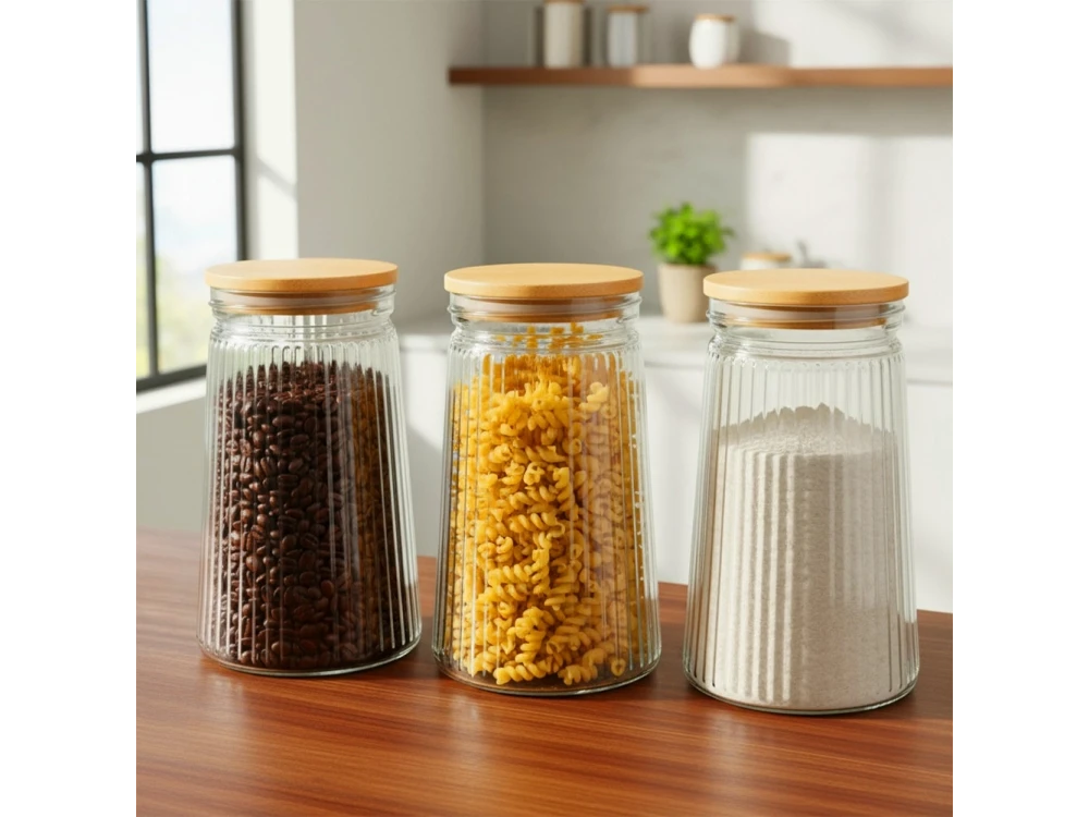 Vilde Premium 1000ml Borosilicate Glass Food Storage Jar – Bamboo Lid, Airtight Silicone Seal – view 6