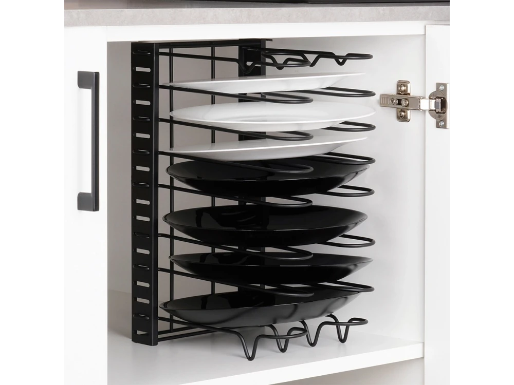 Vilde Metal 2-in-1 Pot, Pan & Lid Organizer 47×21×38 cm – Kitchen Cabinet Rack, Black – view 6