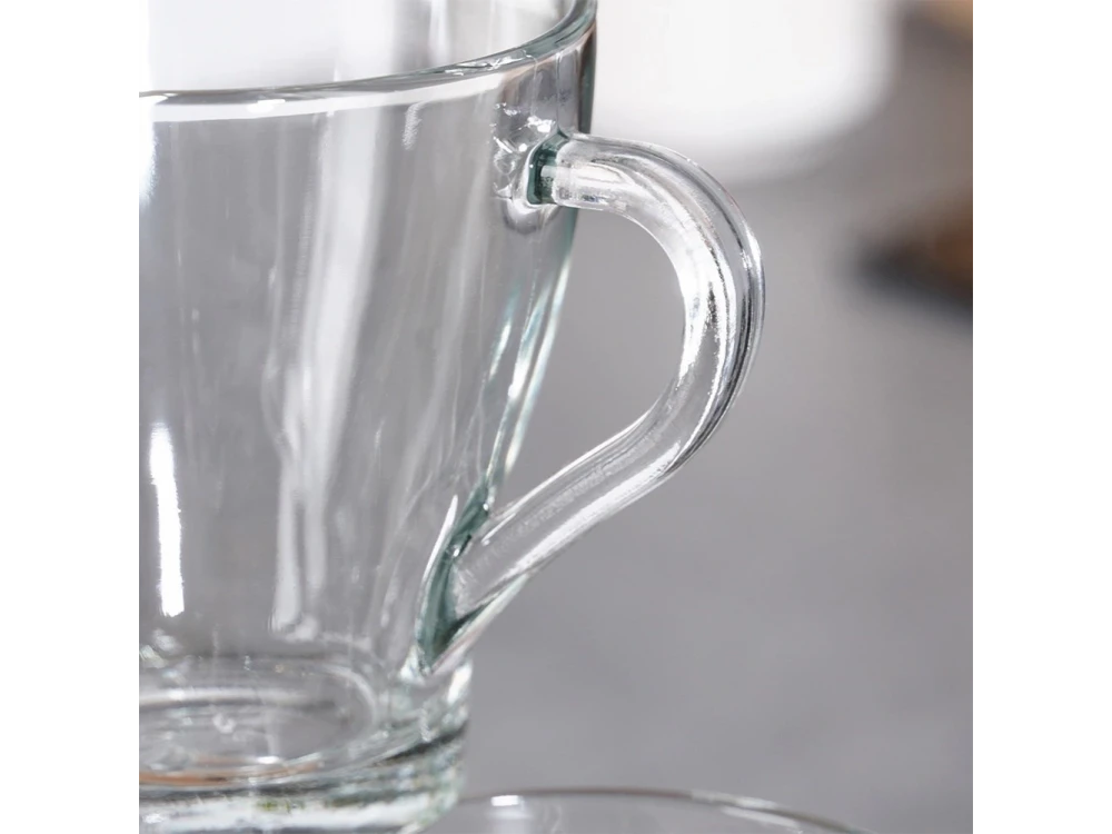 Vilde Premium Glass Coffee / Tea Mugs Set of 6 – 250ml, Handle, Dishwasher & Microwave Safe – view 6