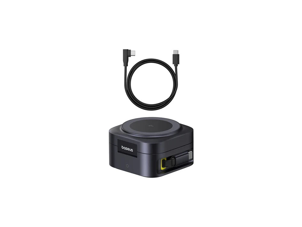 Baseus PicoGo 2-in-1 Magnetic Charger – Qi2 15W MagSafe + PD 67W, Built-in USB-C, Black – view 6