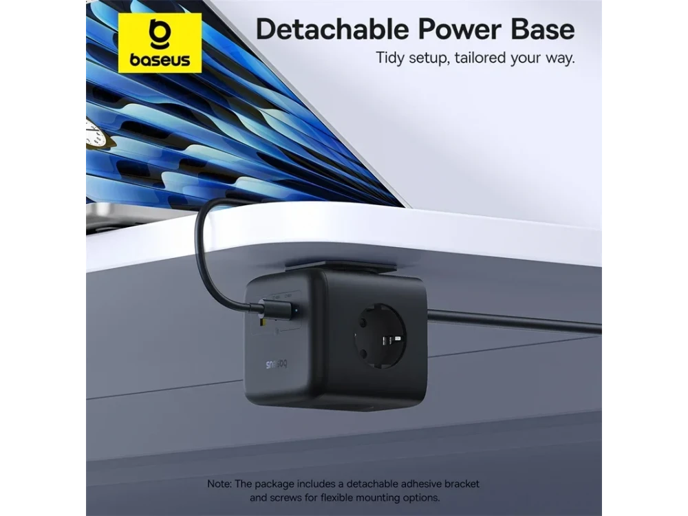 Baseus EnerFill FA11 GaN Cube Power Strip – 3 AC + 2 USB-C 67W PD + USB-A 18W, Black – view 6