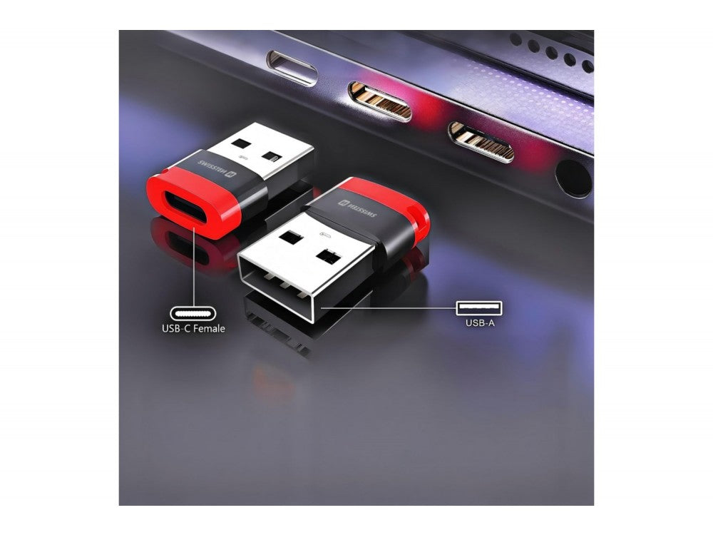Swissten DataGUARD USB-C Female to USB-A Adapter with Data Blocking – Red / Black – view 6