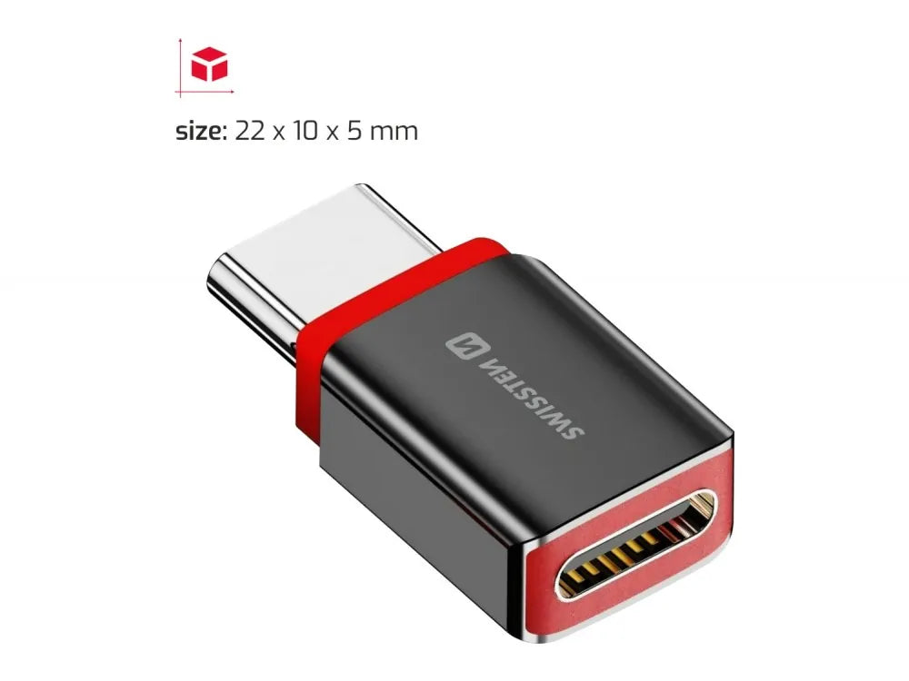Swissten DataGUARD USB-C Female to USB-C 240W Charging Adapter with Data Blocking – Red / Black – view 6