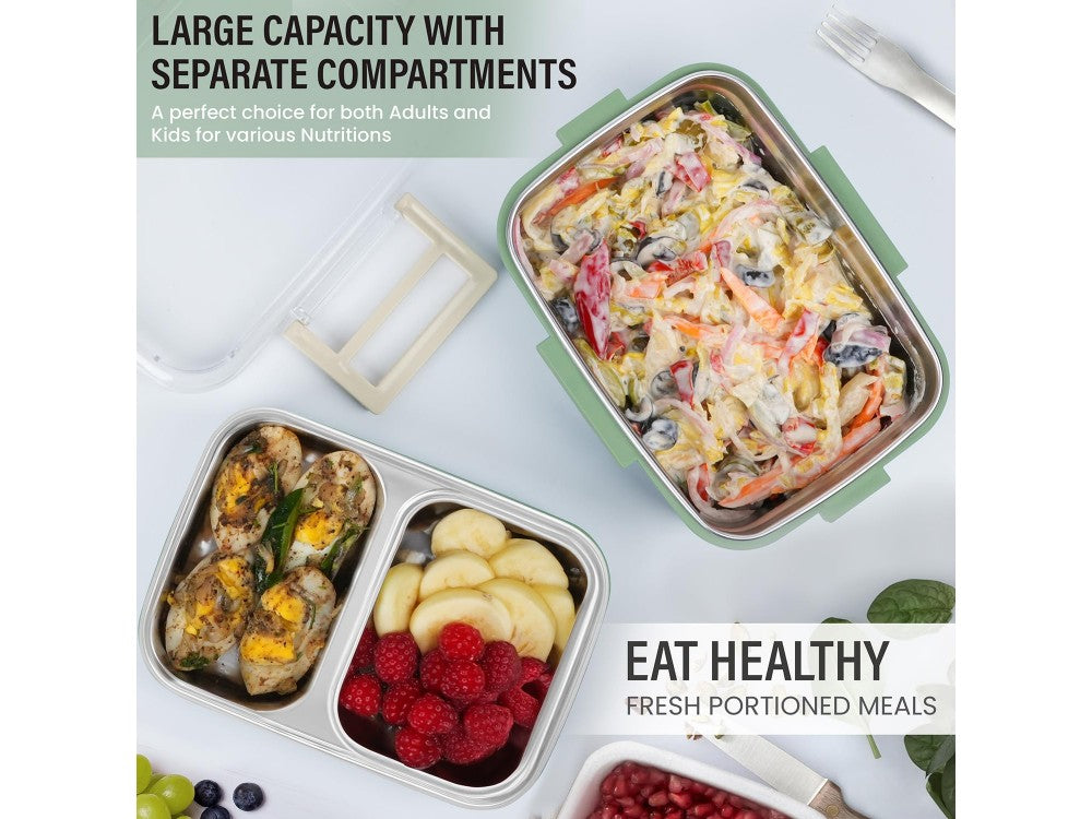 AJ O-Bento 2-Tier Insulated Lunch Box 1200ml – SUS304, Green/Khaki – view 6