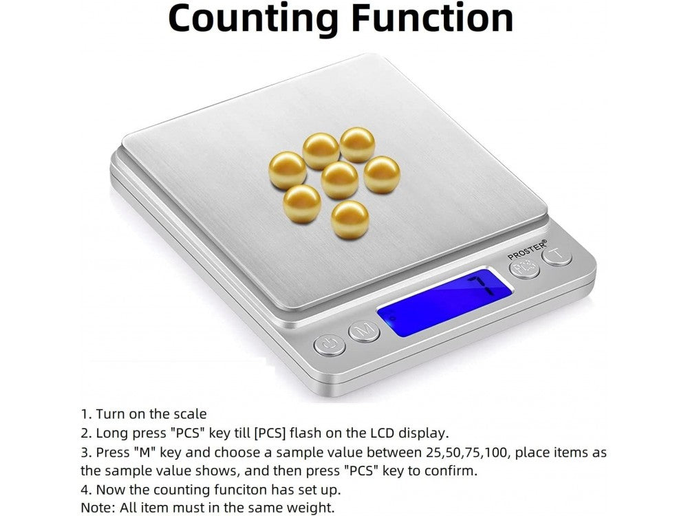 AJ Inox Digital Kitchen Scale 2kg / 0.1g – LCD, 2 Bowls, Silver – view 6