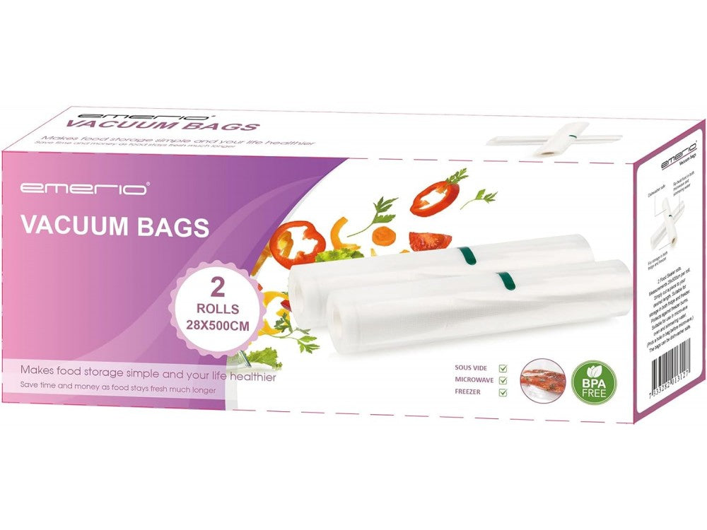 Emerio Embossed Vacuum Sealer Bags 280mm × 5m – 2 Rolls, BPA-Free – view 6