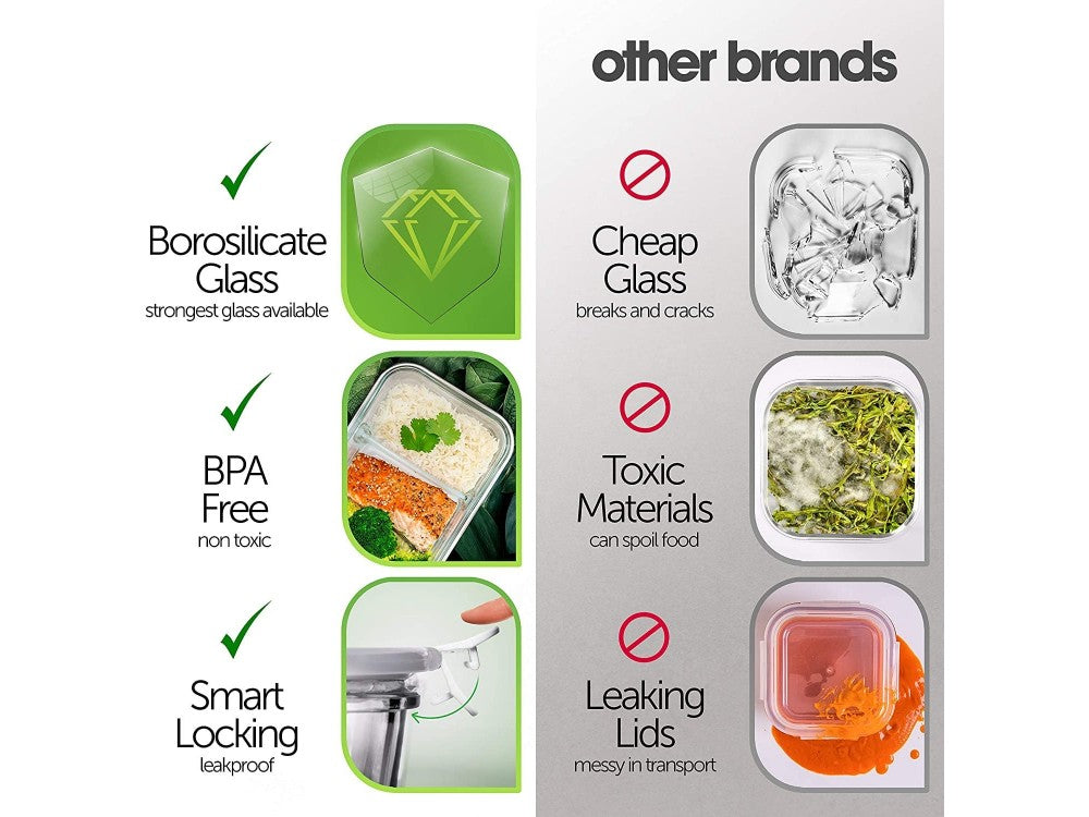 AJ Glass Meal Prep Container 2-Compartment 650ml – Clear – view 7