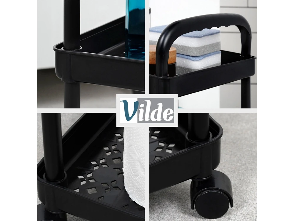 Vilde 4-Tier Storage Trolley Cart 86x30x21cm with Wheels – Black – view 7