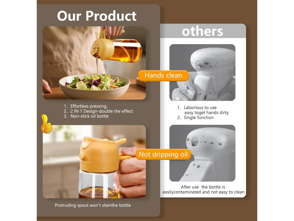 AJ Oil Sprayer for Cooking 470ml – Glass, BPA-Free, Orange – view 7
