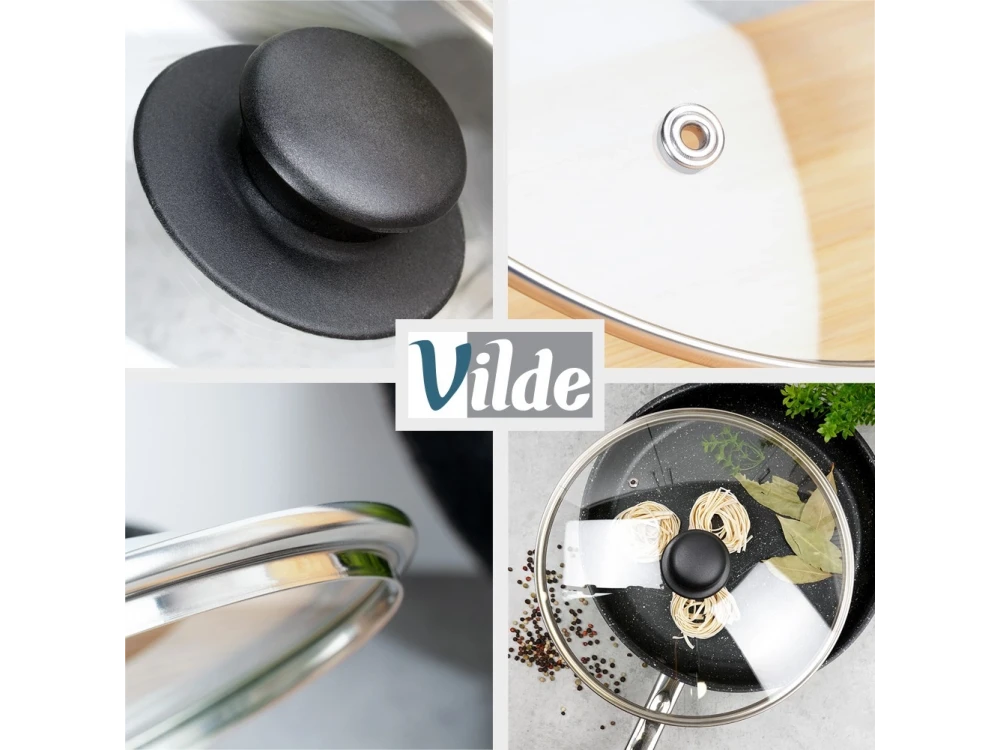 Vilde Glass Lid 28cm for Pots & Pans – Heat Resistant, Steam Vent, Stainless Rim – view 7