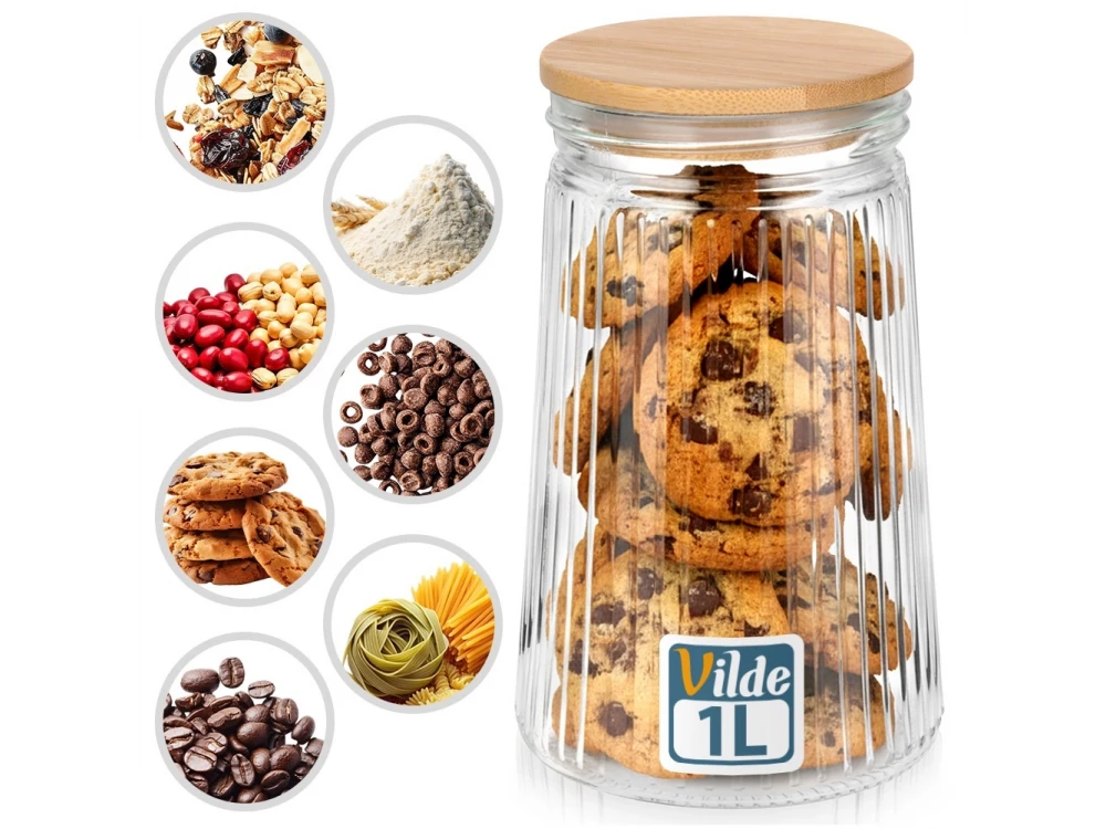 Vilde Premium 1000ml Borosilicate Glass Food Storage Jar – Bamboo Lid, Airtight Silicone Seal – view 7