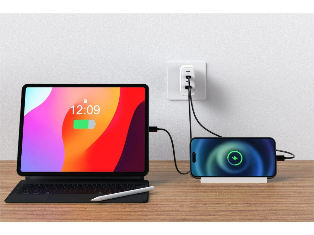 Swissten Core 100W GaN Wall Charger – 3× USB-C + USB-A, PD/PPS/AVS, White – view 7