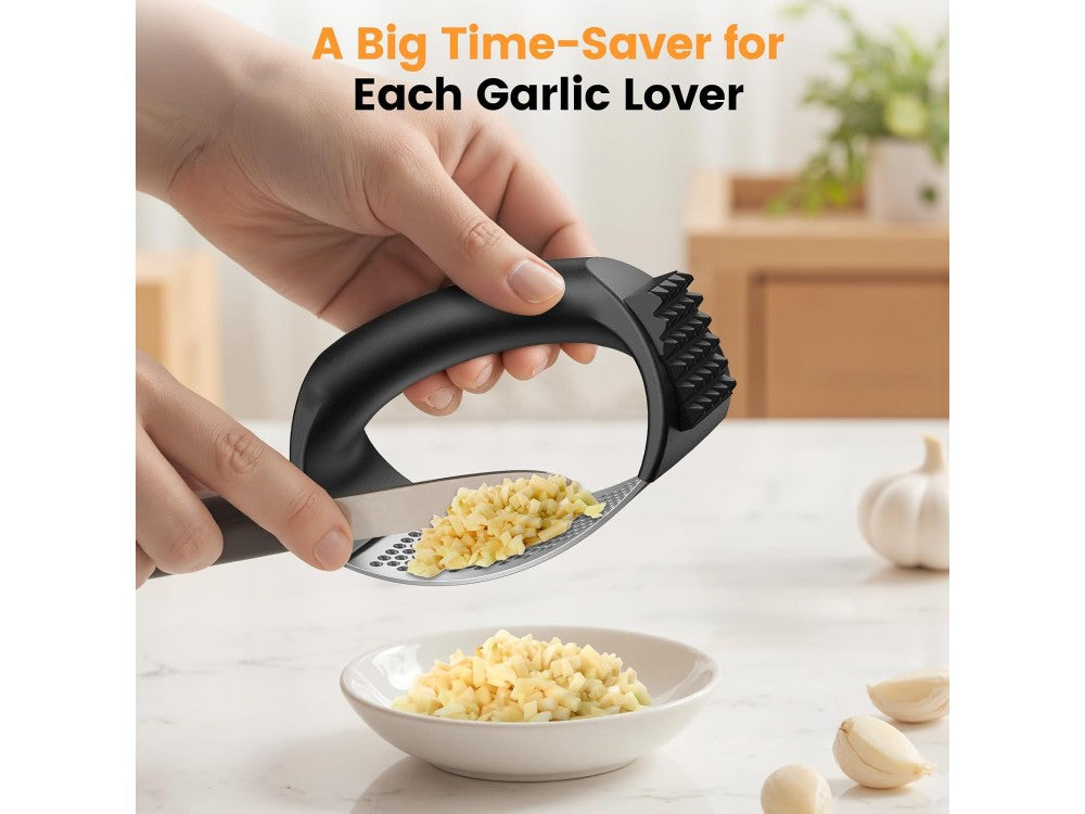 AJ Garlic Press – Stainless Steel 304 with Silicone Grip, Black – view 7