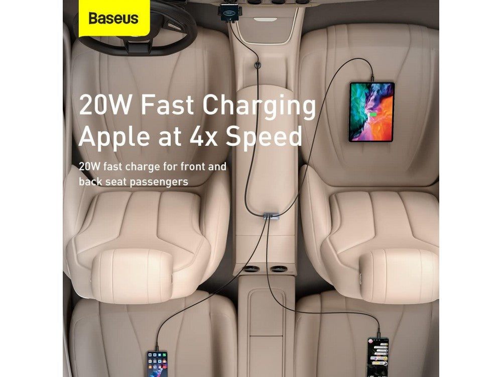 Baseus 120W Car Charger 3× USB-A + 1× USB-C with 1.5m Cable, Grey – view 7