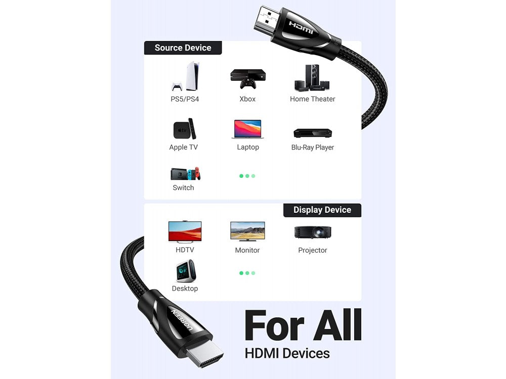 Ugreen HDMI 2.1 8K@60Hz 1m Cable – Nylon Braided, eARC, 48Gbps, HDR & HDCP 2.2, 80401 – view 7