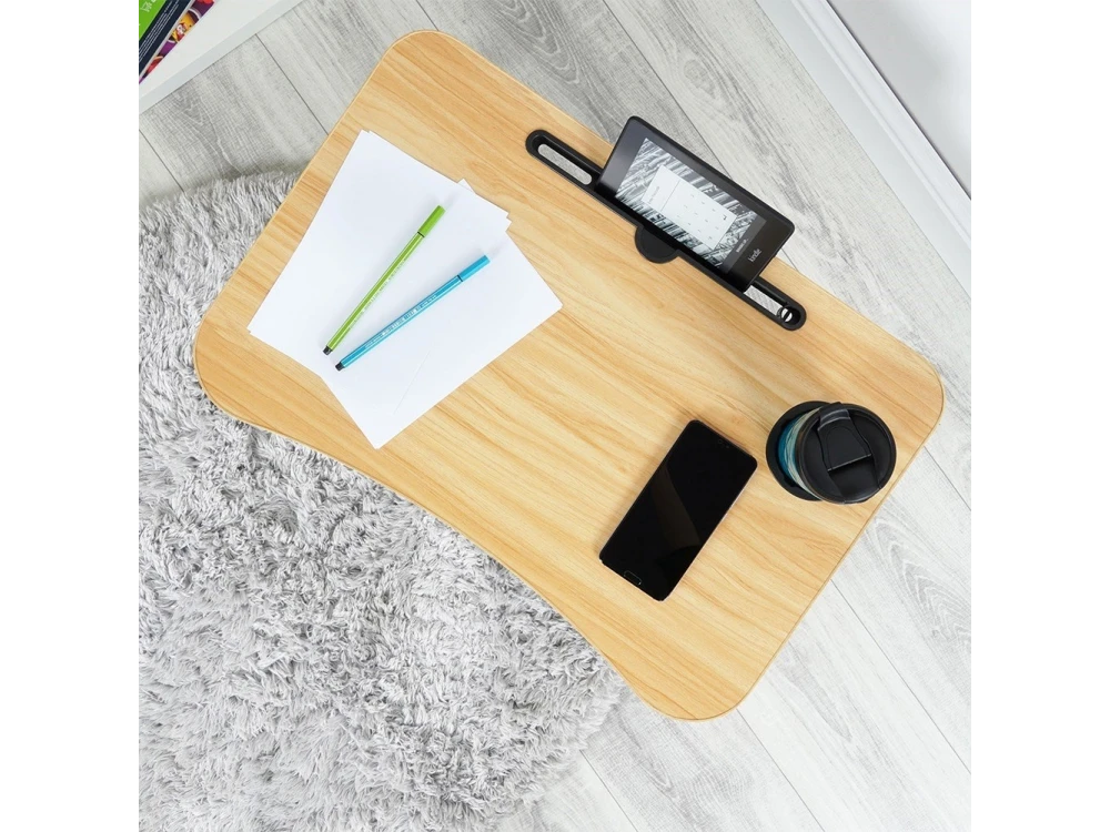 Vilde Laptop Desk with Cup & Tablet Holder – Portable Lap Tray, Brown – view 7