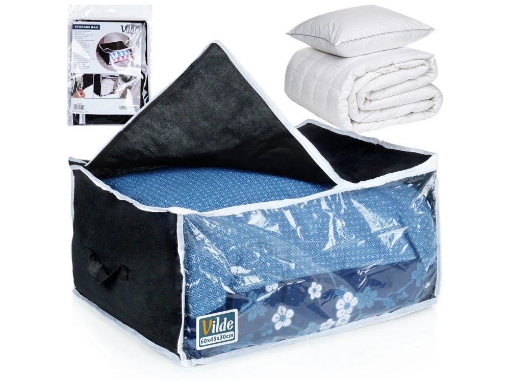 Vilde Fabric Storage Bag 87L 60×45×30 cm with Window – Black Polyester for Clothes & Bedding – view 7