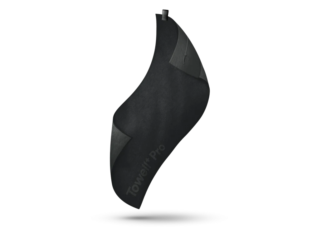 Stryve Towell+ Pro Sports Towel 105×42.5 cm – Magnetic Clip, Storage Pocket, All Black – view 7