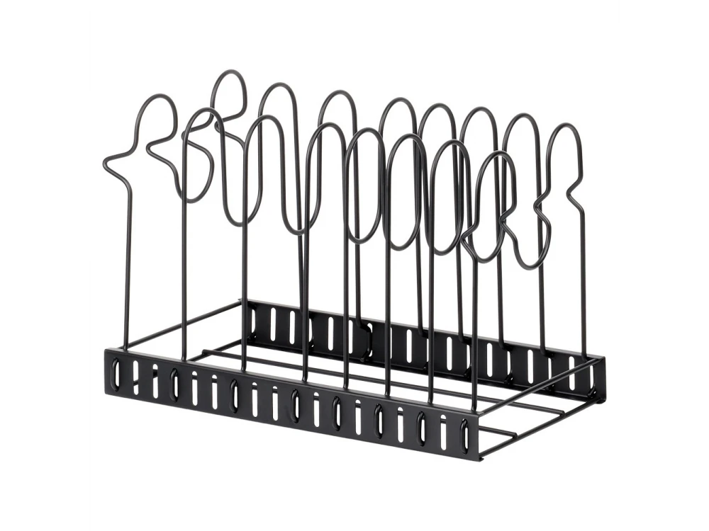 Vilde Metal 2-in-1 Pot, Pan & Lid Organizer 47×21×38 cm – Kitchen Cabinet Rack, Black – view 7