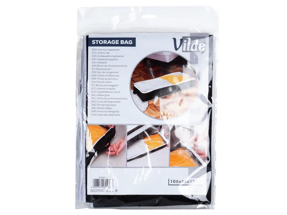 Vilde Fabric Storage Bag 67L 100×45×15 cm with Window – Black Polyester for Duvets & Bedding – view 7