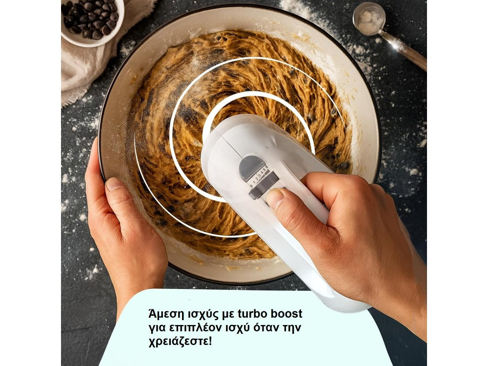 Emerio Hand Mixer 250W 6-Speed with Turbo Mode and 1.4m Cable – White – view 7