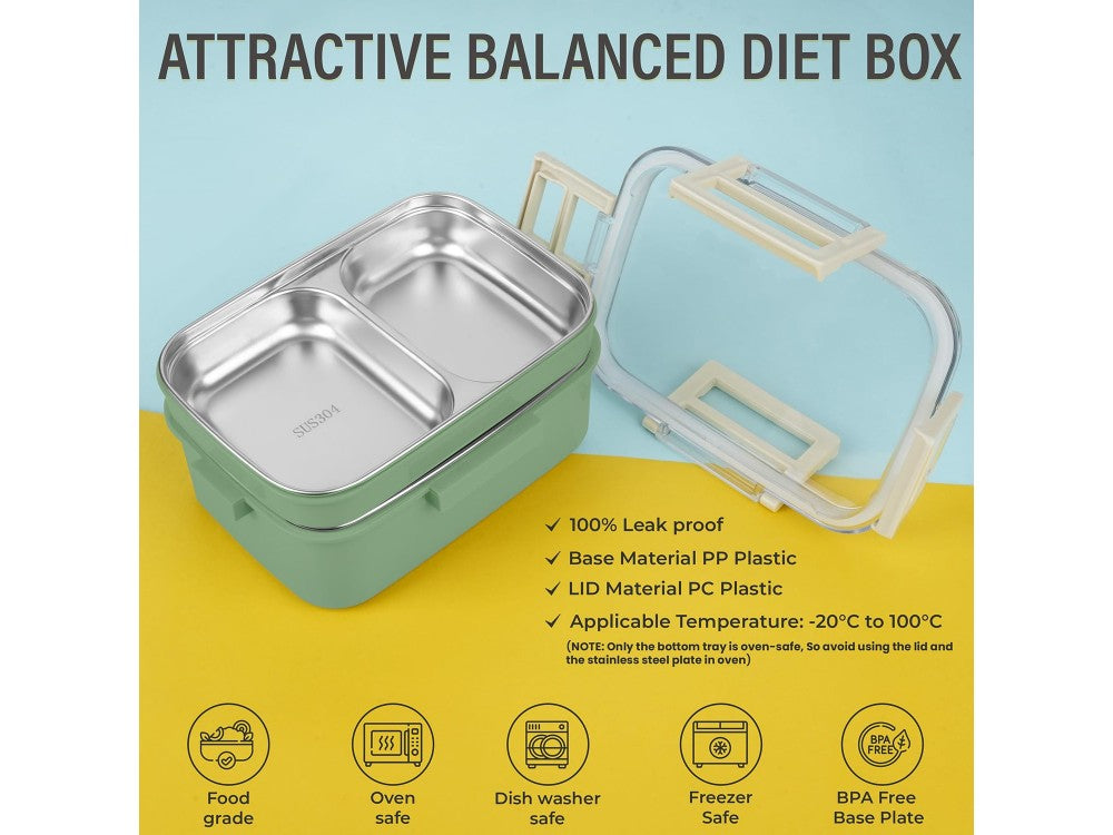 AJ O-Bento 2-Tier Insulated Lunch Box 1200ml – SUS304, Green/Khaki – view 7