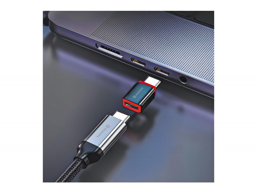 Swissten DataGUARD USB-C Female to USB-C 240W Charging Adapter with Data Blocking – Red / Black – view 7