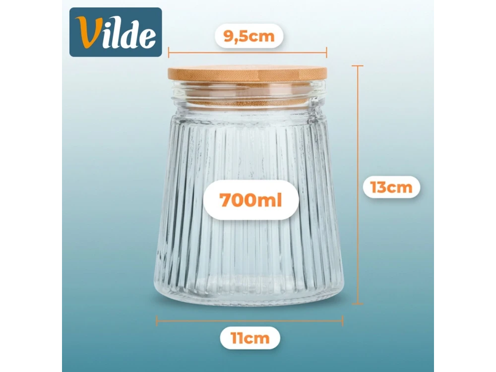Vilde Premium 700ml Borosilicate Glass Food Storage Jar – Bamboo Lid, Airtight Silicone Seal – view 7