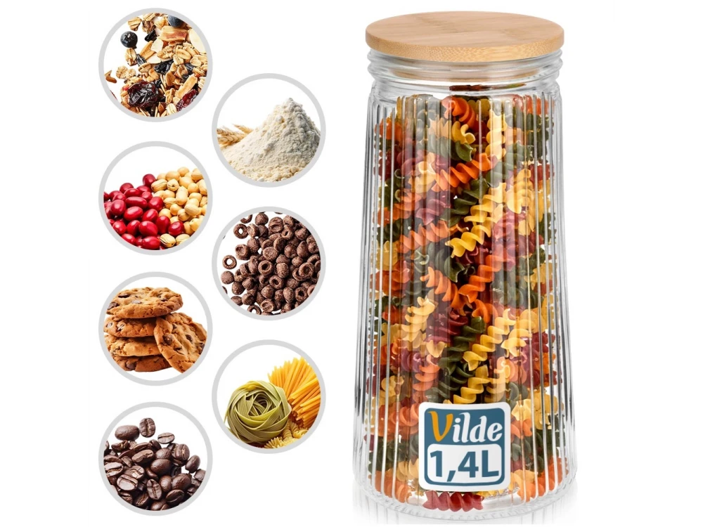 Vilde Premium 1400ml Borosilicate Glass Food Storage Jar – Bamboo Lid, Airtight Silicone Seal – view 7