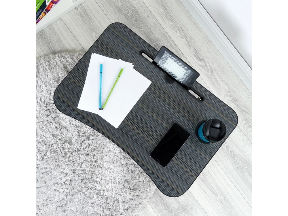 Vilde Laptop Desk with Cup & Tablet Holder – Portable Lap Tray, Grey – view 7