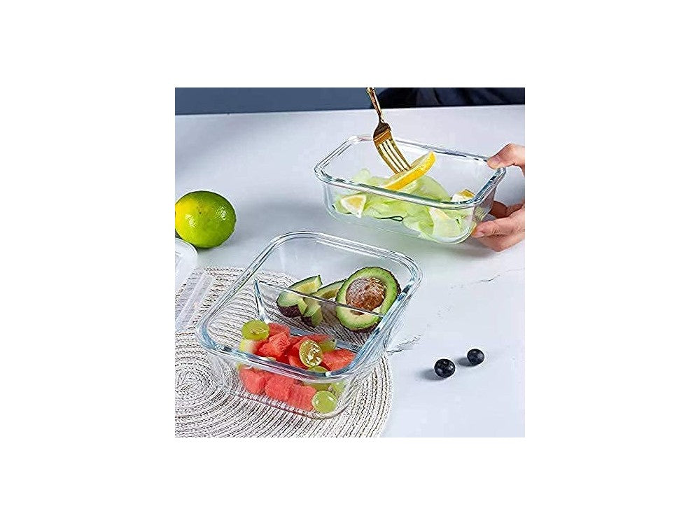 AJ Glass Meal Prep Container 2-Compartment with Airtight Lid 1000ml – Clear – view 7