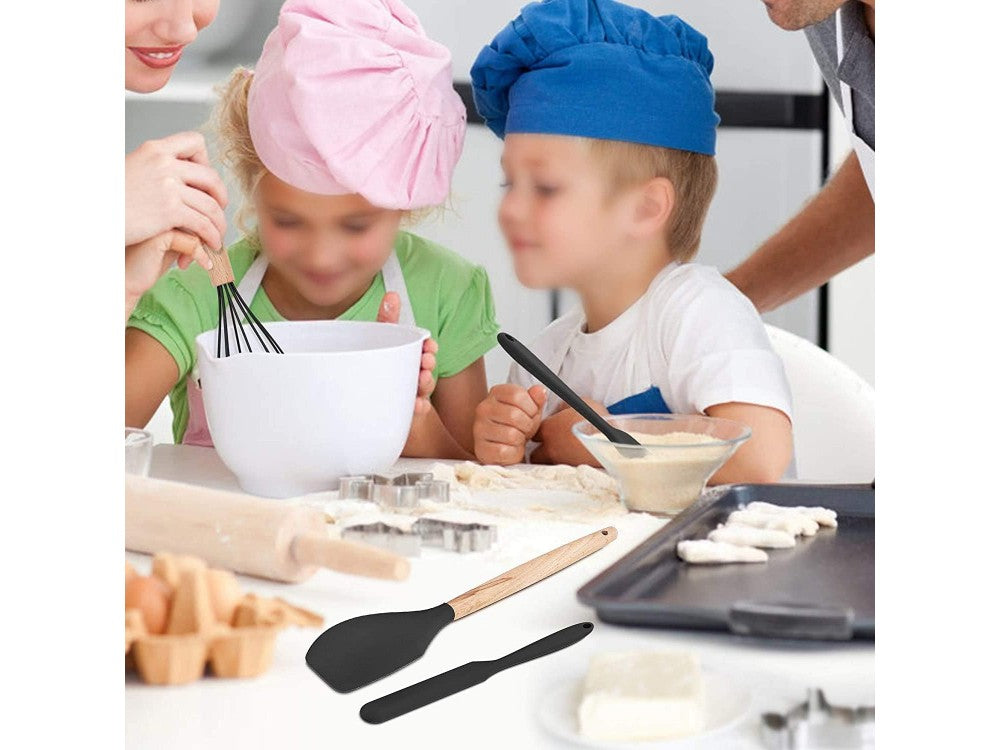 AJ 14-Piece Silicone Kitchen Utensil Set with Stainless Steel Handles, Black – view 7