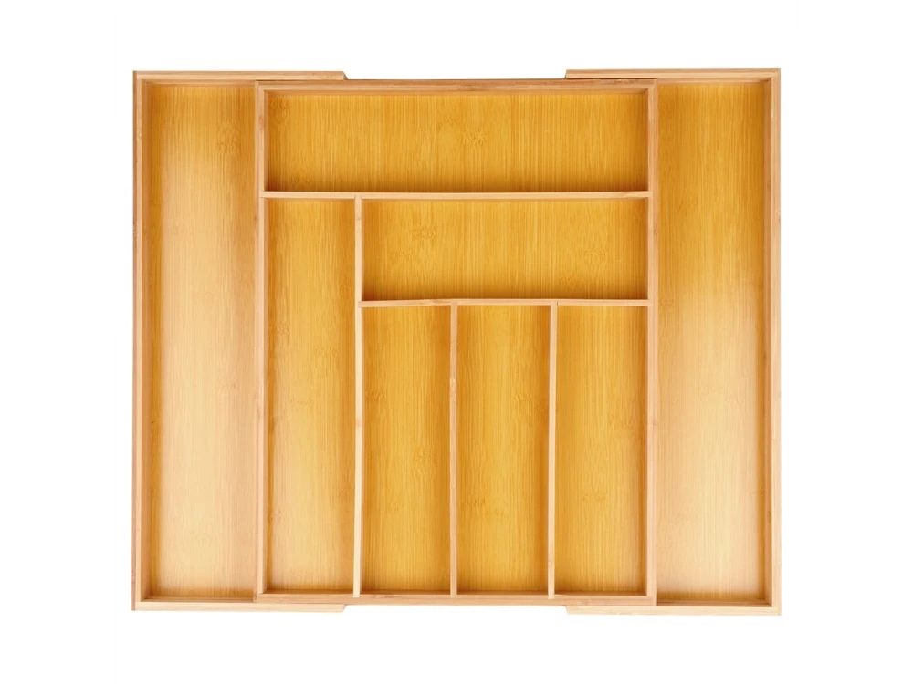 Vilde Premium Bamboo Drawer Organizer – Expandable Cutlery Tray 35–55cm, 6–8 Compartments – view 7