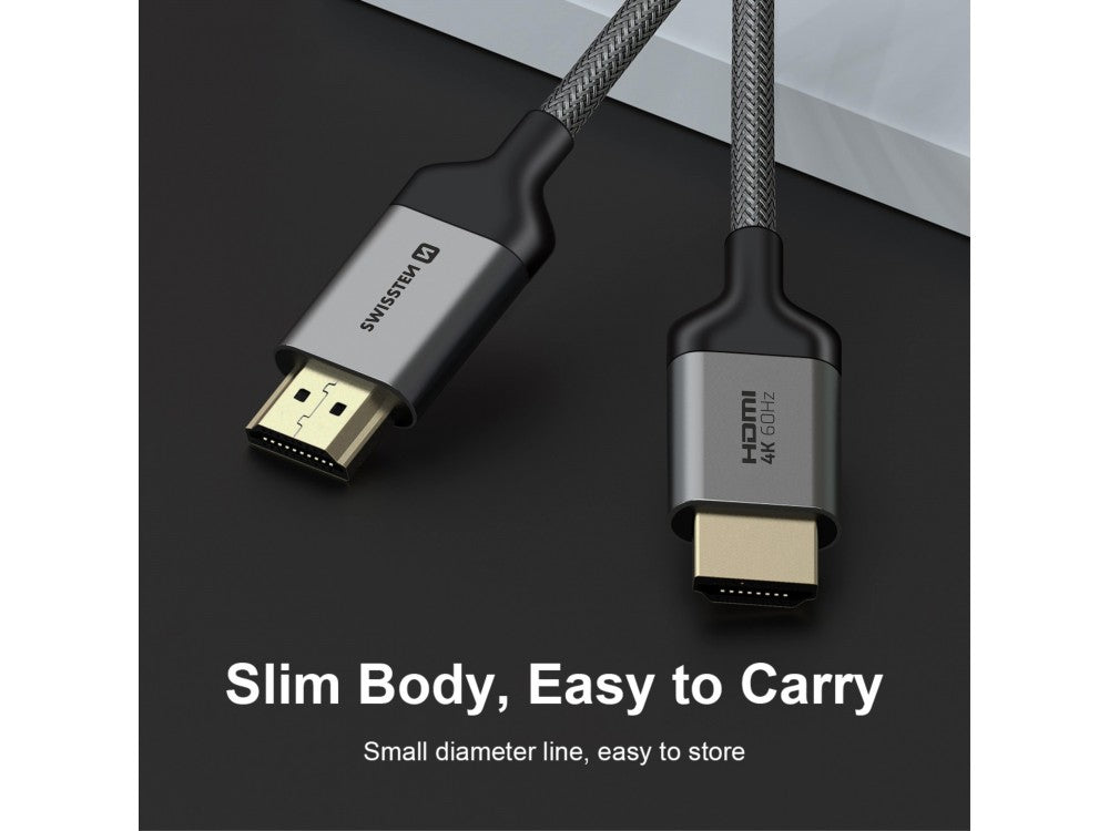 Swissten HDMI 2.0 Cable 3m – 4K@60Hz, HDR, VRR, 18Gbps, Gold Plated Nylon Braided – view 7