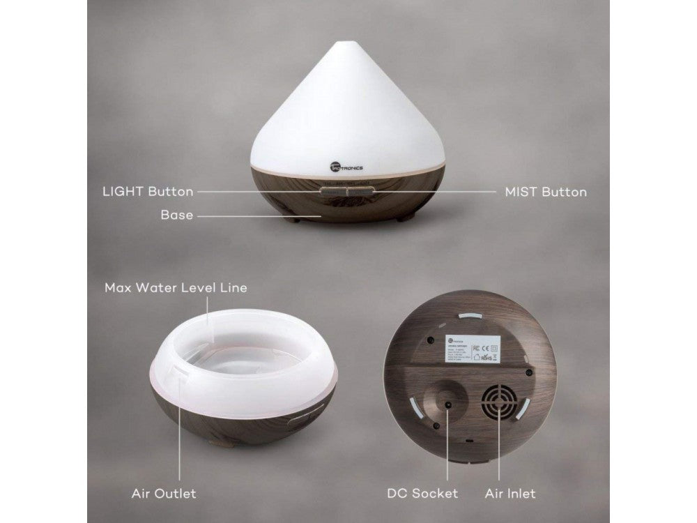 TaoTronics TT-AD002 Oil Diffuser 300ml – 7 LED Colours, Timer, Auto Shut-Off, Red Oak – view 7