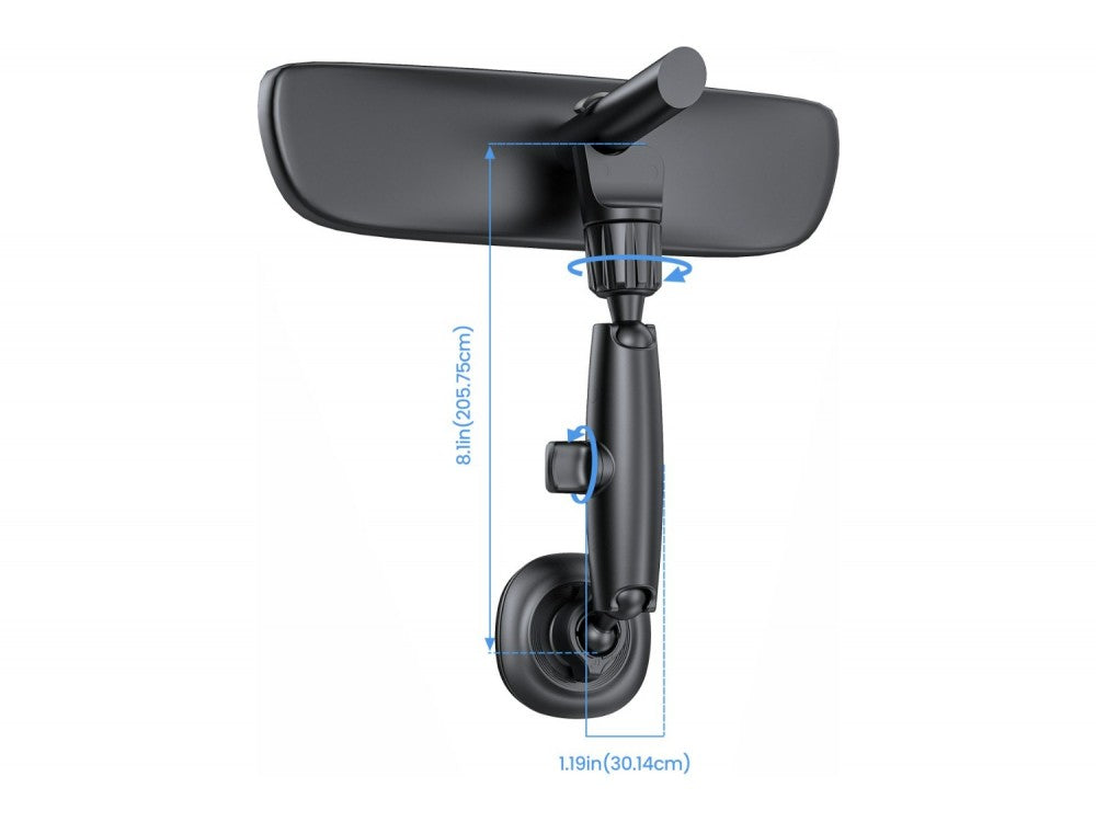 Swissten Rearview Mirror Magnetic Car Phone Holder – MagSafe Compatible, Adjustable, Black – view 7
