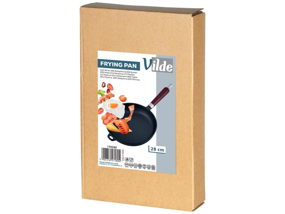 Vilde Premium Cast Iron Skillet 28 cm – Removable Wood Handle, Stovetop-to-Oven – view 7