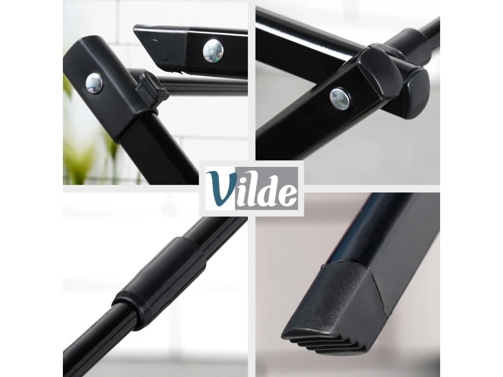 Vilde Vertical Folding Floor Drying Rack 3-Tier 47-78×94cm – Metal, Black – view 7