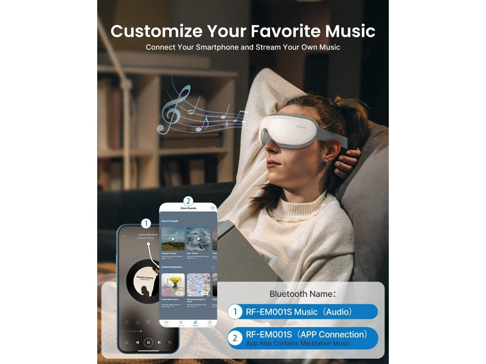 RENPHO Eyeris Smart Eye Massager – App Control, DIY Mode, 3 Heat Levels, Bluetooth Music, White – view 7