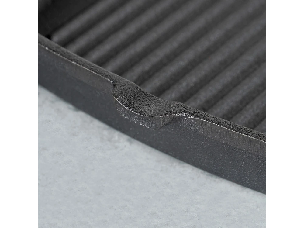 Vilde Premium Cast Iron Grill Pan 24 cm – Ridged Square Pan, Silicone Handle Grip – view 7