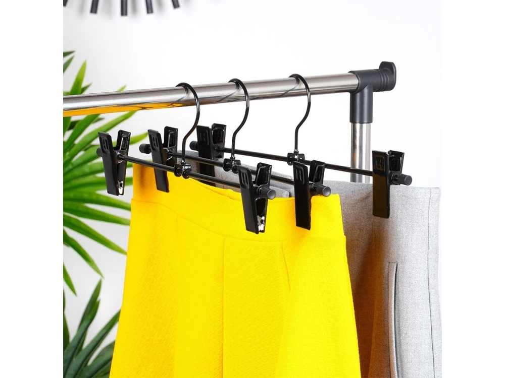 Vilde Metal Trouser Hangers Set of 3 – Adjustable Clips, Swivel Hook, Black – view 7