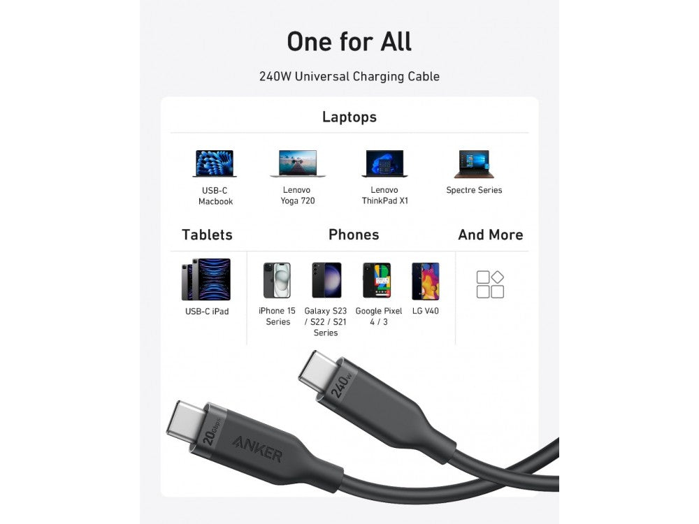 Anker USB 4 Gen 2 Cable USB-C to USB-C 0.9m 240W / 20Gbps Bio-Based, Black – view 7