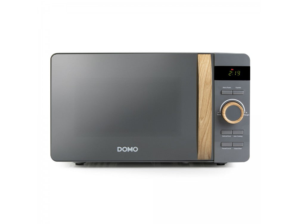 DOMO Wood You Solo Microwave Oven 20L 700W – Mirror Glass, Wood-Look, Matt Grey – view 7