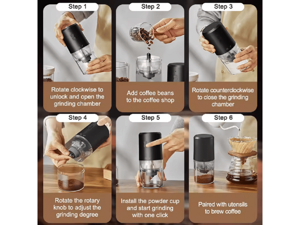 AJ Burr Portable Coffee Grinder – Manual Burr Mill for Espresso, Filter, French Press, Black – view 7