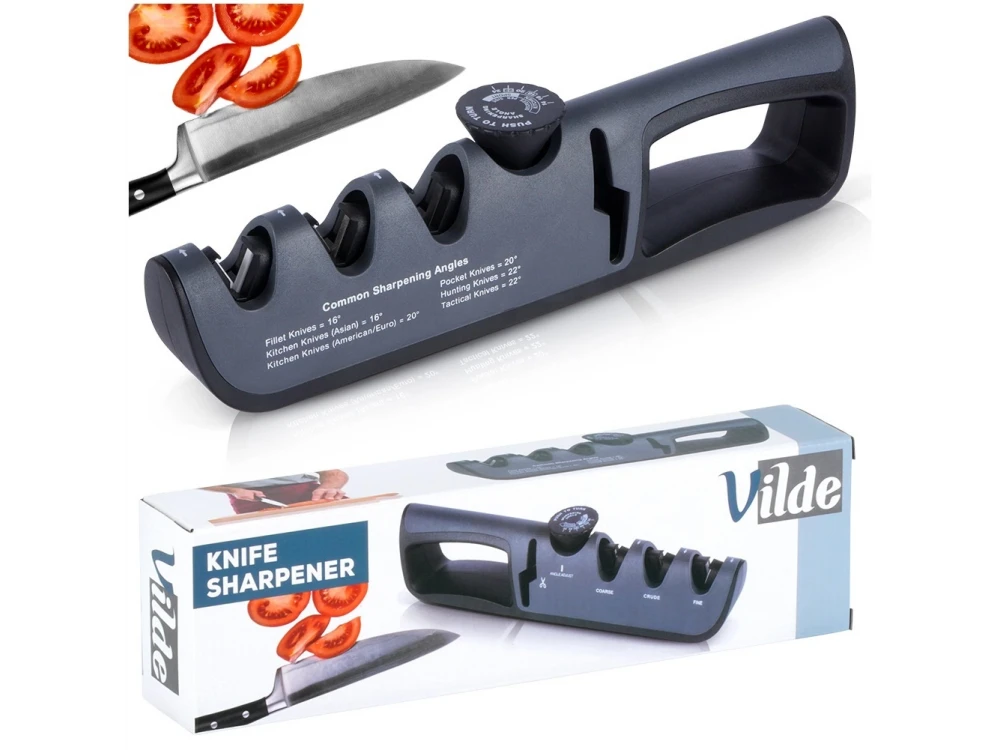 Vilde Premium Manual Knife Sharpener – 4-Stage, Non-Slip Base, Black – view 7