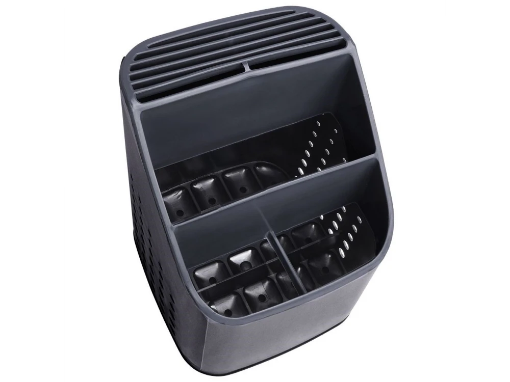Vilde Cutlery Drainer 3 Compartments + Knife Slot 14×14cm – Black – view 8