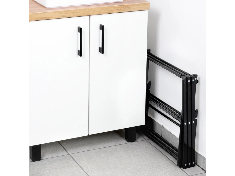 Vilde Vertical Folding Floor Drying Rack 3-Tier 47-78×94cm – Metal, Black – view 8
