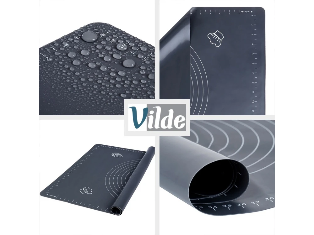 Vilde Silicone Baking Mat 65×45cm with Rolling Pin – Non-Stick, Heat Resistant, Grey – view 8