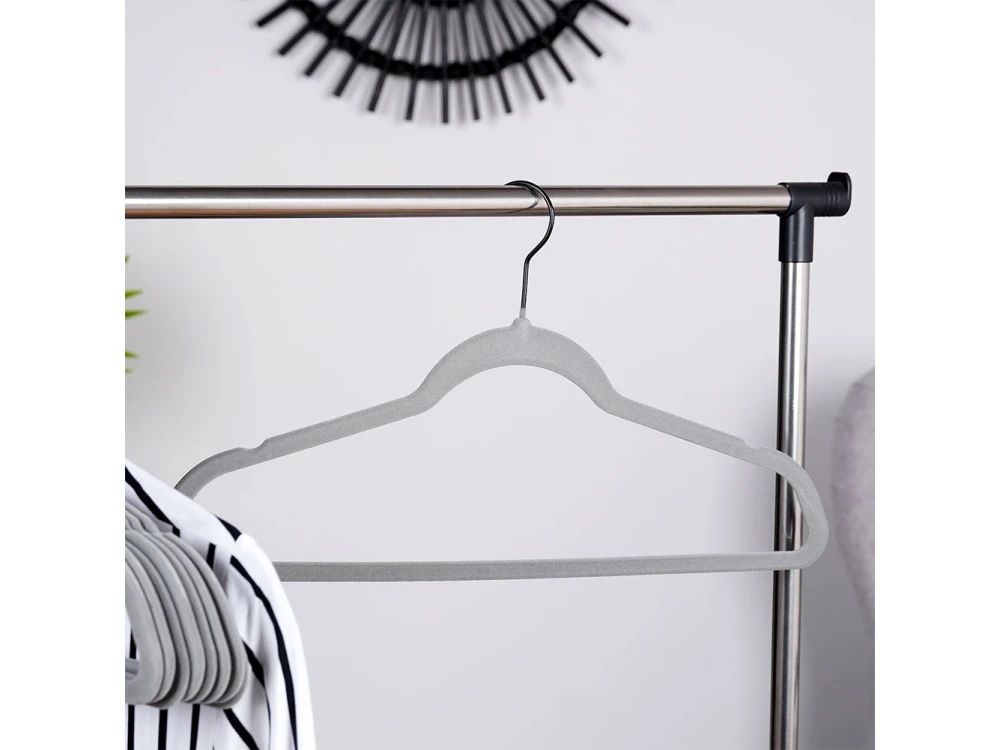 Vilde Velvet Clothes Hangers Set of 10 – Non-Slip, Swivel Hook, Grey – view 8