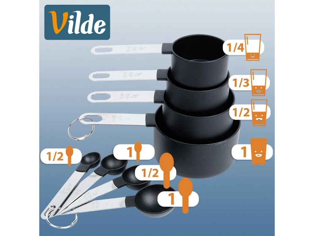 Vilde 8-Piece Measuring Cups & Spoons Set – Stainless Steel Handles, Ring-Linked – view 8